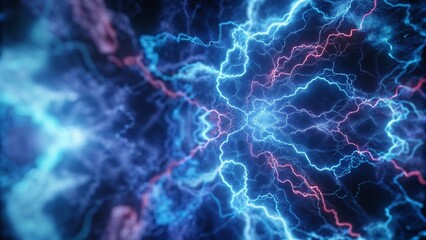 Aufkleber - Blue electric lighting, abstract electrical background, glowing energy currents, futuristic light effect, digital spark visual, dynamic electric texture, sci-fi power backdrop