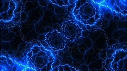 Aufkleber -  Blue lightning and plasma background, abstract energy and electrical background, glowing electricity, power burst, sci-fi storm effect, high voltage spark design, digital surge art