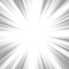 Aufkleber - Halftone texture dot radial background, cartoon comic retro pop art dot border, halftone shadow
