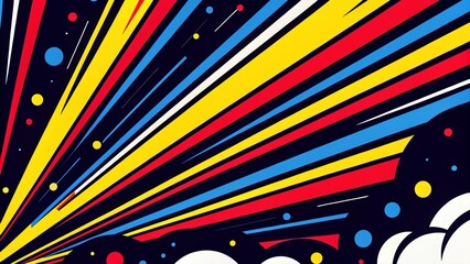 Aufkleber - Radial speed lines background for comic books. Color rays of explosion. Speed motion in hyperspace tunnel. Abstract comic wallpaper for media advertising, energetic burst pattern effect illustration