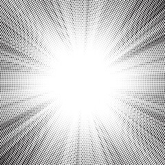 Aufkleber - Halftone texture dot radial background, cartoon comic retro pop art dot border, halftone shadow