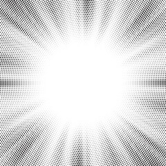 Leinwandbilder - Halftone gradient sun rays pattern. abstract halftone vector dots background. monochrome dots pattern. pop art, comic small dots. star rays halftone poster. shine, explosion. sunrise rays background.