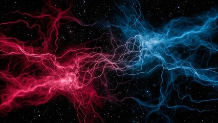 Aufkleber - Vibrant abstract digital background featuring global network concept with pink and blue electric energy. Dynamic colors create sense of movement and connection in a futuristic visual environment