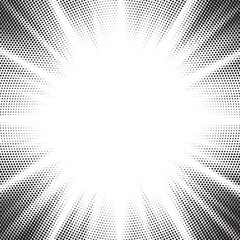 Aufkleber - Halftone gradient sun rays pattern. Abstract halftone vector dots background. monochrome dots pattern. Vector background in comic book style with sunburst rays and halftone. Retro pop art design.