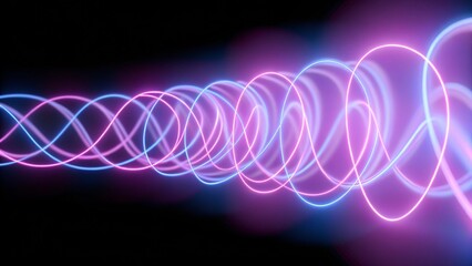 Leinwandbilder - 3d render, neon light, laser show, impulse, chart, ultraviolet spectrum, pulse power lines, quantum energy, pink blue violet glowing dynamic line, abstract background, reflection, futuristic visual
