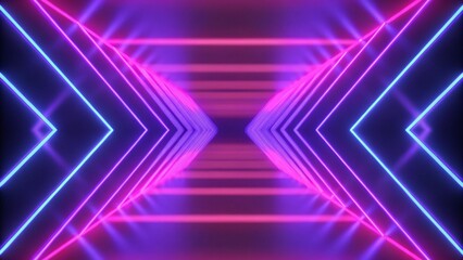 Aufkleber - 3d render, pink blue neon lines, geometric shapes, virtual space, empty room, ultraviolet light, 80's style, retro disco, fashion laser show, abstract background in a futuristic digital environment
