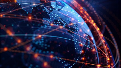 Poster - Abstract depiction of high speed global data transmission technology, showcasing futuristic connectivity, digital communication flow, and virtual information exchange across networks