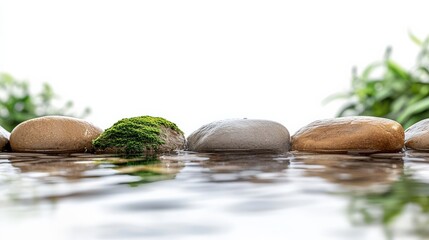 Tranquil Serene Stones Nature Water Reflection Peaceful Scene