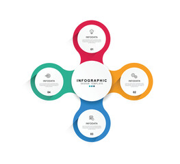 Fototapete - Vector Infographic label design template with icons and 4 options or steps. for your business data. Vector Illustration.