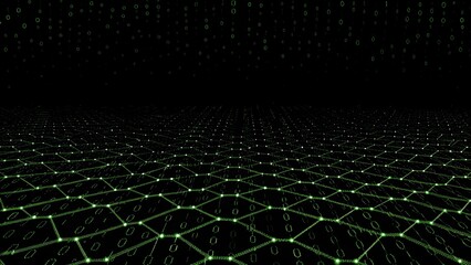 Aufkleber - Digital binary code matrix background, 3D rendering of a scientific technology data binary code network conveying connectivity, complexity and data flood of modern digital age, futuristic cyberspace
