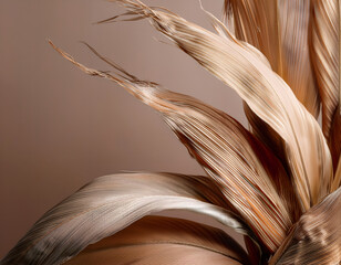 Fototapete - Dried plant leaves against a neutral background