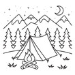 © Art Design - Cozy space coloring pages, bold and easy coloring pages, space coloring page, line art, victor illustration, black & white design, bold & easy coloring book, background