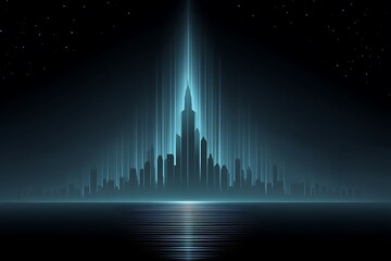 Wall Mural - futuristic cityscape neon skyline at night.