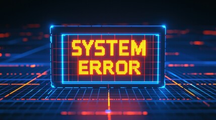 Wall Mural - glowing digital display showing system error on futuristic background