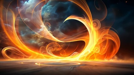 Wall Mural - fiery abstract swirls dance in a celestial dream a captivating visual spectacle