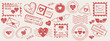 © Julisart - Romantic postage stamps and seal. Collection of Vintage Postage and Stamp Designs for Love letters, love mail and valentines day cards. Vintage grunge post stamps, retro postmarks, wave lines. Vector
