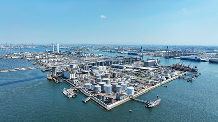 Fototapete - 港湾都市の風景空撮