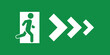 © Hasan - Emergency exit green sign with arrow person vector image, customizable stroke, design