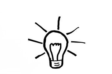 a simple black line drawing of an idea lightbulb on a white background