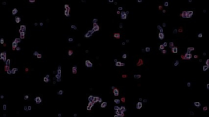 Hi tech motion graphic background, blue and red flickering dots on dark background