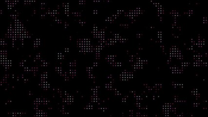 Hi tech motion graphic background, blue and red flickering dots on dark background