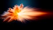 © SatoruArt - Dynamic burst of vibrant orange energy, resembling an explosion against a dark backdrop, with white trails