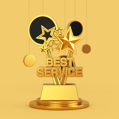 Aufkleber - Golden Best Service Business Award Trophy. 3d Rendering