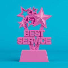 Aufkleber - Pink Best Service Business Award Trophy in Duotone Style. 3d Rendering