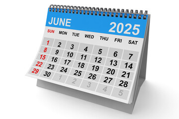 Poster - 2025 Year June Calendar. 3d Rendering
