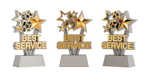 Aufkleber - Golden Best Service Business Award Trophy. 3d Rendering