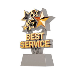 Aufkleber - Golden Best Service Business Award Trophy. 3d Rendering
