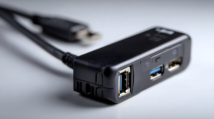Aufkleber - A close up view showcasing the sleek and compact design of a USB to Ethernet adapter cable highlighting its precision engineering and clean reflective surface