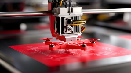 Poster - A 3D printer in action creating custom parts for a drone using advanced manufacturing technology
