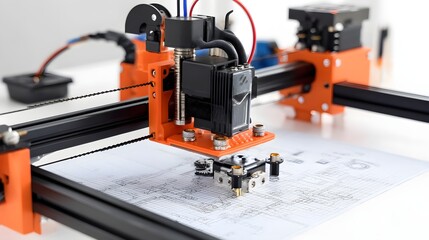 Leinwandbilder - A 3D printer meticulously constructing a mechanical component carefully depositing successive layers to form the desired shape and structure