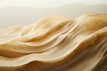 Aufkleber - Abstract image of flowing sand dunes, resembling fabric waves under a soft light.