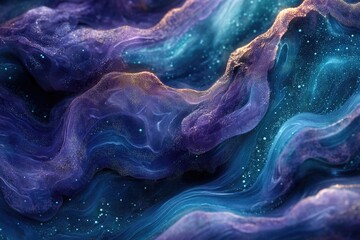 Wall Mural - abstract cosmic landscape with swirling nebulae, glittering dust, and vibrant colors.