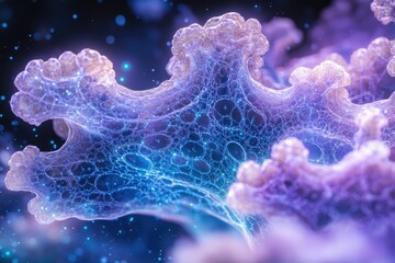Poster - Intricate network of glowing cells, resembling a biological structure or fractal art.