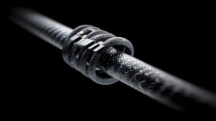 Aufkleber - Close up shot showcasing the intricate braided texture and shielding of a Ethernet cable highlighting its durable construction and digital connectivity capabilities