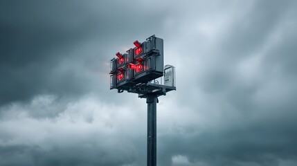 Aufkleber - Close up view of a weather radar station scanning the sky and tracking atmospheric conditions during an intense thunderstorm