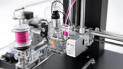 Leinwandbilder - Close up view of the intricate components and mechanisms of an industrial manufacturing or engineering device showcasing the advanced technology and precision engineering involved