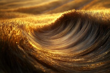 Aufkleber - Golden wheat field at sunset, undulating waves of grain bathed in warm light.