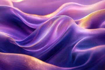 Leinwandbilder - Abstract image of flowing purple fabric with soft, gentle waves and iridescent highlights.