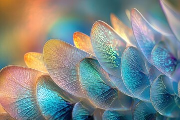 Fototapete - Iridescent, translucent wings with intricate vein patterns, creating a dreamy, ethereal aesthetic.