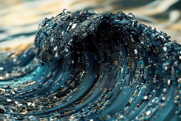 Aufkleber - A mesmerizing wave of circuit boards, symbolizing the flow of data and the power of technology.
