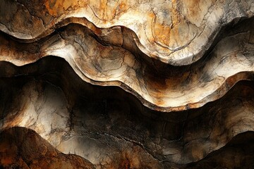 Leinwandbilder - Abstract textured background with undulating, earthy tones resembling weathered stone or rock formations.