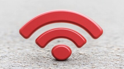 Fototapete - A red wifi symbol is displayed against a neutral concrete background pattern.