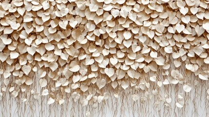 Aufkleber - Numerous beige leaves create an elegant, textured, organic wallpaper design.