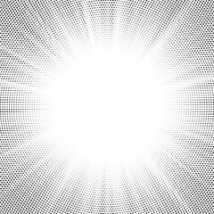 Leinwandbilder - Halftone gradient sun rays pattern. abstract halftone vector dots background. monochrome dots pattern. pop art, comic small dots. star rays halftone poster. shine, explosion. sunrise rays background. 