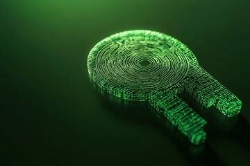 Wall Mural - glowing green digital key futuristic technology abstract design