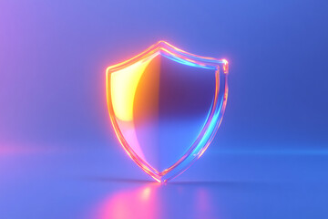 Wall Mural - neon glowing shield digital security concept abstract art